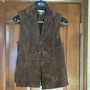 Peter Nygard Chic Dark Brown Suede Vest Size Large Petite PL